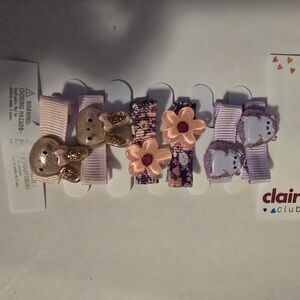 Claire's Pink, Peach & Lavender Kids Hair Clip Pack - Bunny Flower Cat